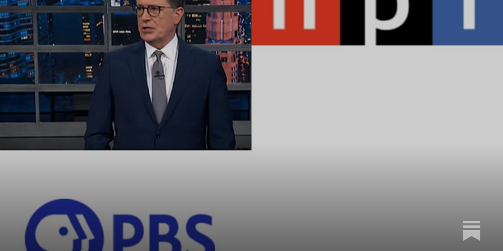 PoliticusSarah's tweet card. The entire public broadcasting system is going to be severely impacted by the Republican stripping of funding from NPR and PBS, while the cancellation of Stephen Colbert could have a chilling effect.