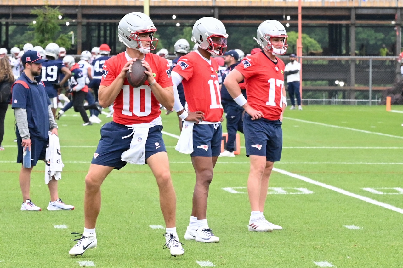 masslivesports's tweet card. Drake Maye put in extra work this offseason, organizing throwing sessions with his Patriots teammates