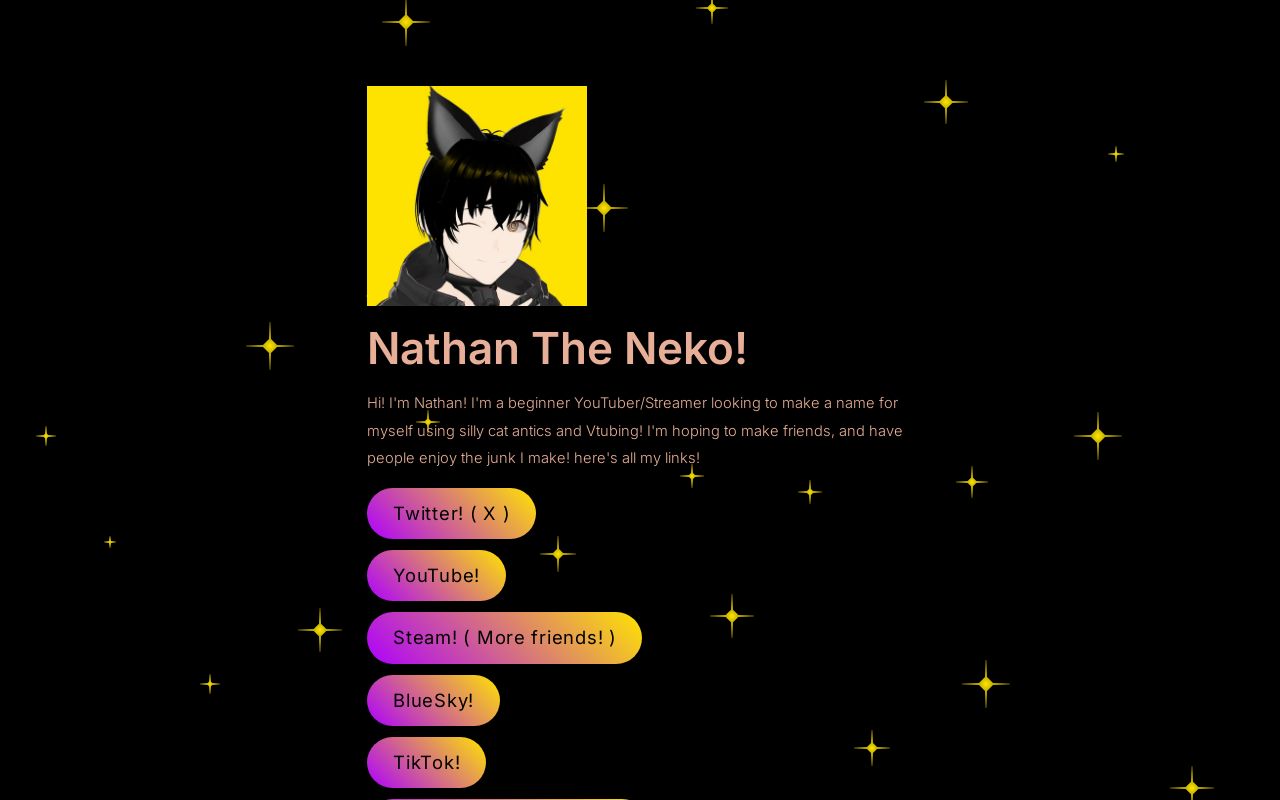 NathanDaNeko's tweet card. Collection of places you can see me!