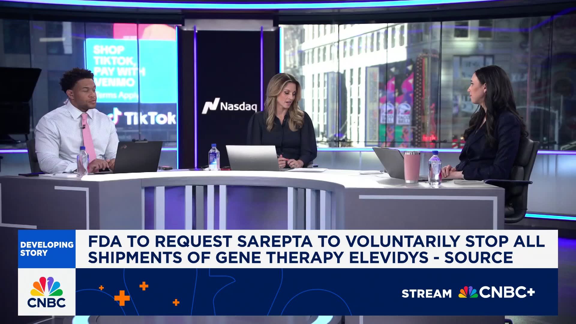 CNBCFastMoney's tweet card. The 'Fast Money' traders recap the recent news moving Sarepta lower and how to play the stock from here.