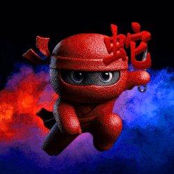 ShinobiNINJA01's tweet card. A stealthy ninja from the Solana Shadow Squad, minted on the Solana blockchain. Part of a 222-piece collection with exclusive traits