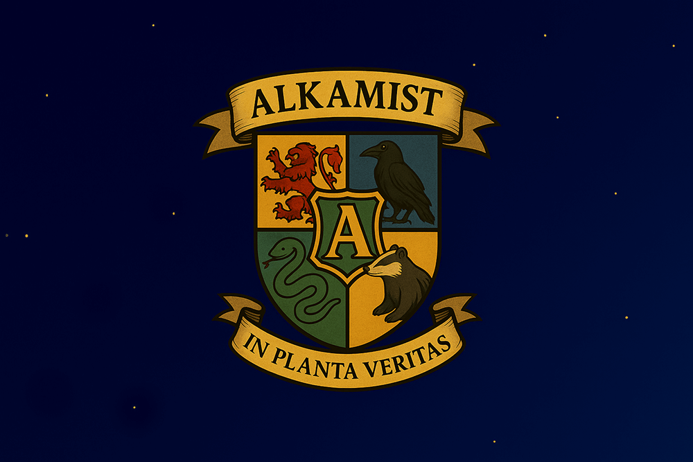 Alkamistbtc's tweet card. Cast Bitcoin transaction spells to mint ALKAMIST tokens at FogWarts School of Witchcraft and Wizardry. Brew up spells, earn house points, and become a legendary wizard!