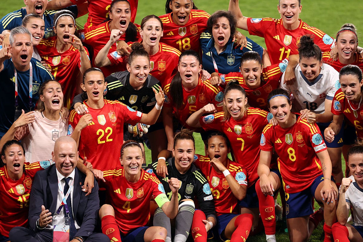 MiguelDelaney's tweet card. Spain 2-0 Switzerland: The world champions celebrated winning their first knockout match at the Women’s Euros and plan to achieve much more