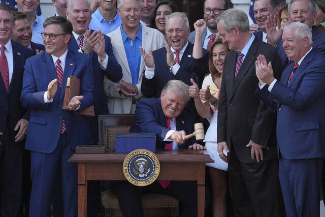 PlumAdvancePGH's tweet card. WASHINGTON — President Donald Trump signed his package of tax breaks and spending cuts into law Friday after his cajoling produced almost unanimous Republican support in Congress for the domestic...