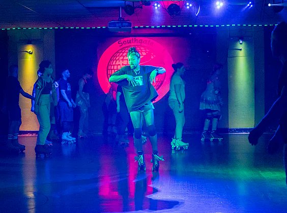SoSeaEmerald's tweet card. Come to Southgate Roller Rink every Wednesday night to skate or karaoke in White Center's "gayborhood" — plus, check out the new Southgate Arcade, opening today.