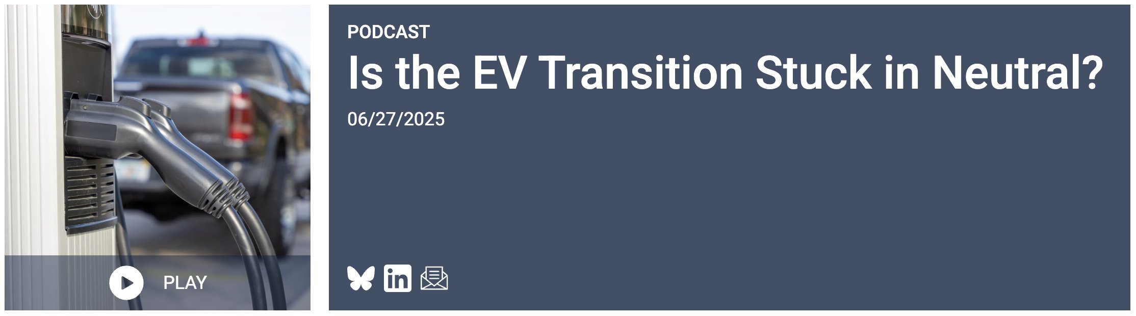 EVPoliticsUSA's tweet card. This week, our CEO, Mike Murphy, appears on Climate One to discuss a surprising stall in U.S. electric-vehicle sales. Once forecast to hit nearly 50 percent of new-car sales by 2030, that projection...