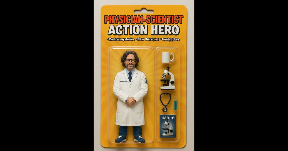 KlebanoffLab's tweet card. Physician-Scientist Action Hero Figurine