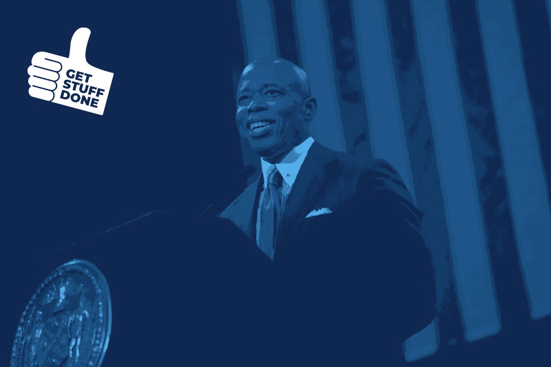 NYC_DOT's tweet card. JUL 7 - New York City Mayor Adams Announces Department of Sustainable Delivery to Boost Street Safety, Hold Delivery App Companies Accountable