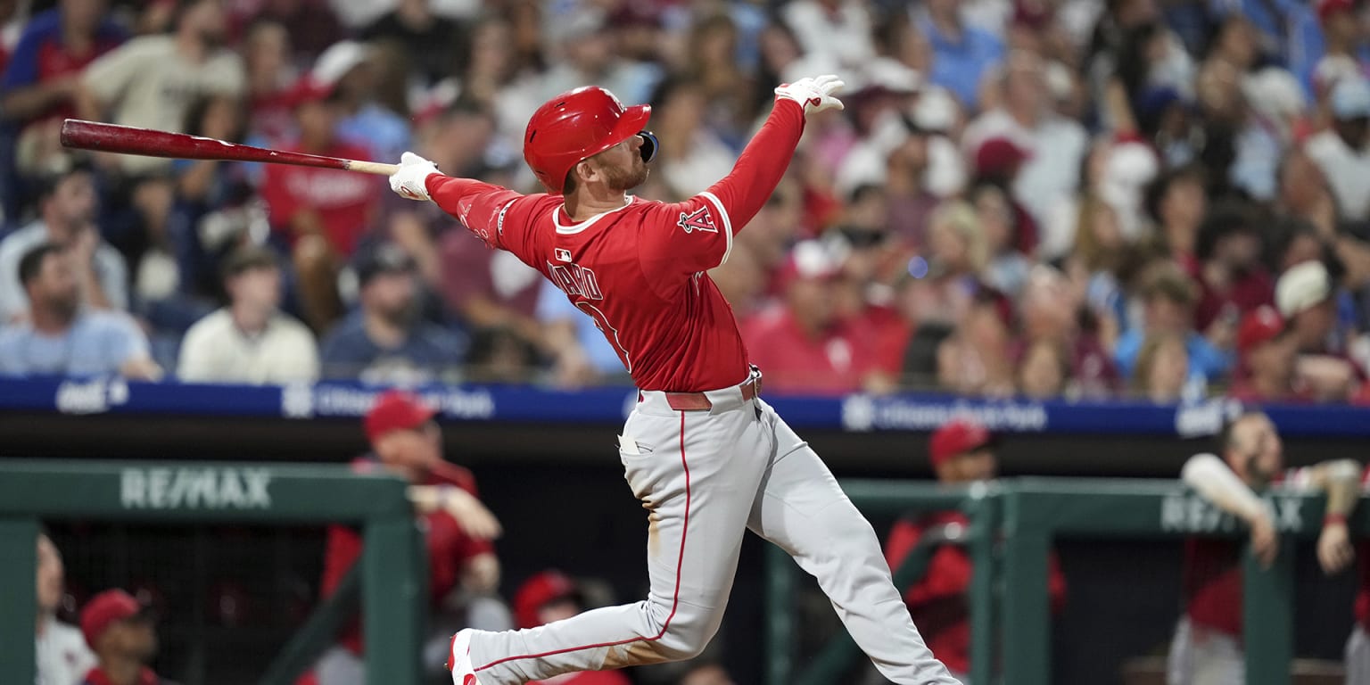 RhettBollinger's tweet card. PHILADELPHIA -- The Angels saw their streak of using just five starters this season come to an end after 96 games, but it was the offense that came through when it mattered most in the first game out...