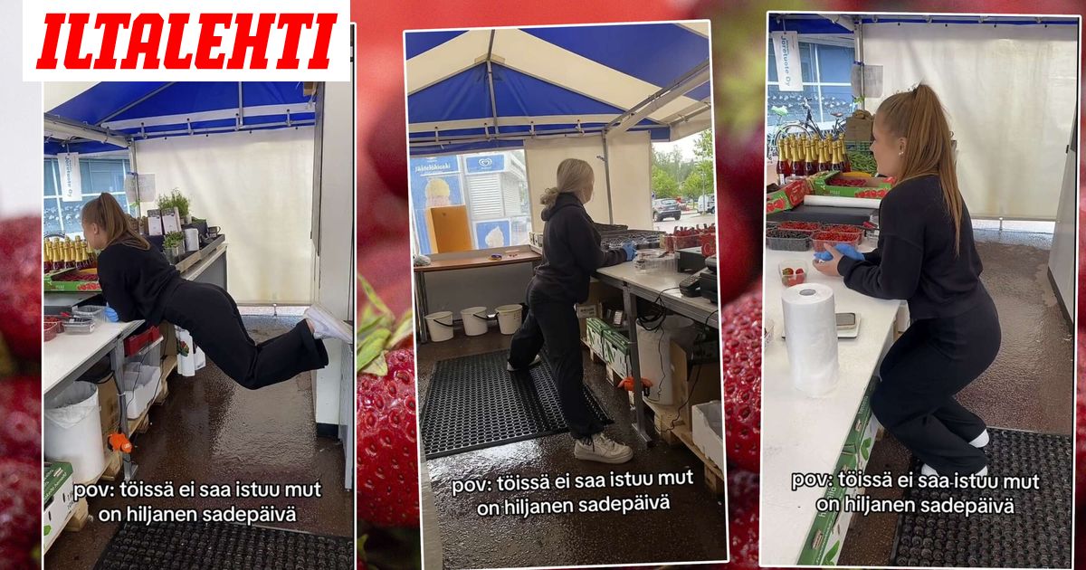 sonjatwilson's tweet card. Marjayrittäjä perustelee syitä, miksi hänen myyjänsä eivät istu työpäivän aikana. Hänen mielessään somessa julkaistu video meni hyvän maun rajojen yli.