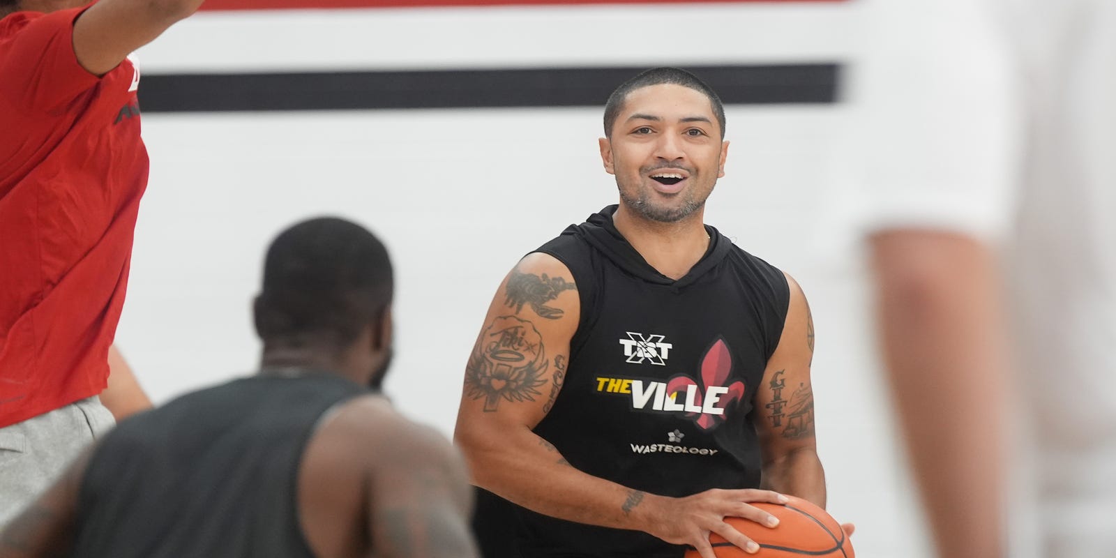 CardsHQ_CJ's tweet card. What channel is The Ville TBT game on today? Schedule, how to watch Louisville basketball's TBT team against Boston vs. Cancer at Freedom Hall today: