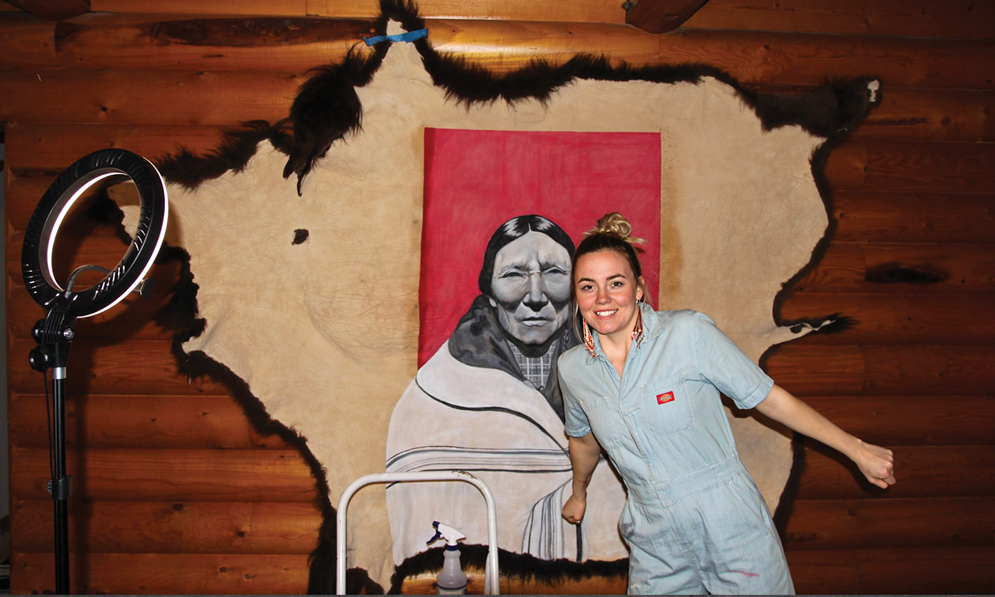 yesmagazine's tweet card. Traditional buffalo hide painting memorializes matriarchs who lived their medicine.