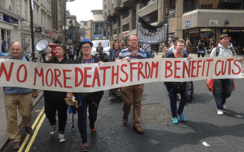 Dis_PPL_Protest's tweet card. The number of internal reviews into deaths and other harm linked to universal credit nearly doubled last year, according to figures released just hours after ministers pushed through billions of po…