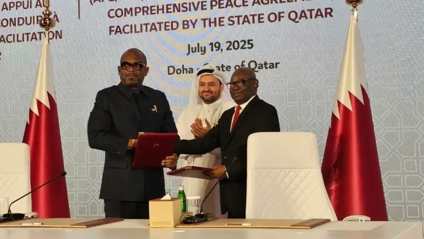 VoiceOfKivu's tweet card. Doha, 18 juillet 2025 — Dans une République Démocratique du Congo profondément marquée par les conflits armés, l’exclusion politique et les violences communautaires, la Déclaration de Doha, signée...