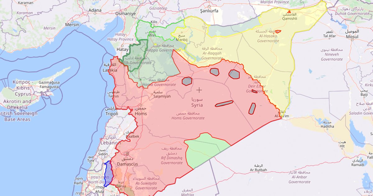 d2thedre's tweet card. Map of Syrian Civil War - Syria news and incidents today - syria.liveuamap.com
