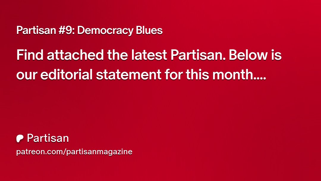 PartisanRCO's tweet card. Get more from Partisan on Patreon