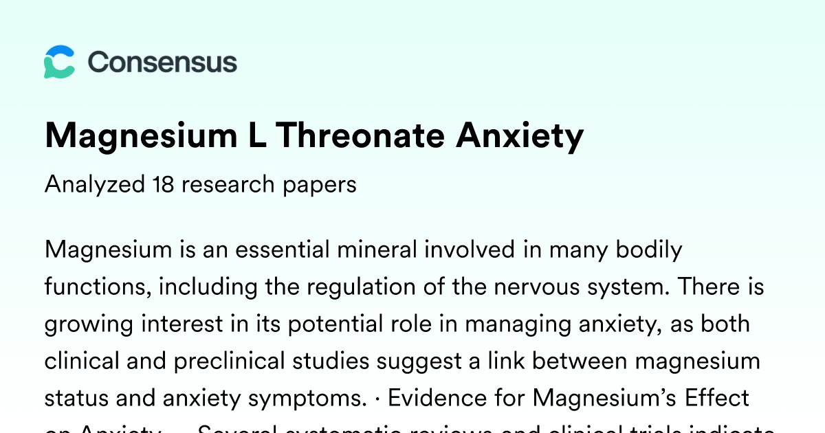 burritolnx's tweet card. Magnesium is an essential mineral involved in many bodily functions, including the regulation of the nervous system. There is growing interest in its potential role in managing anxiety, as both...