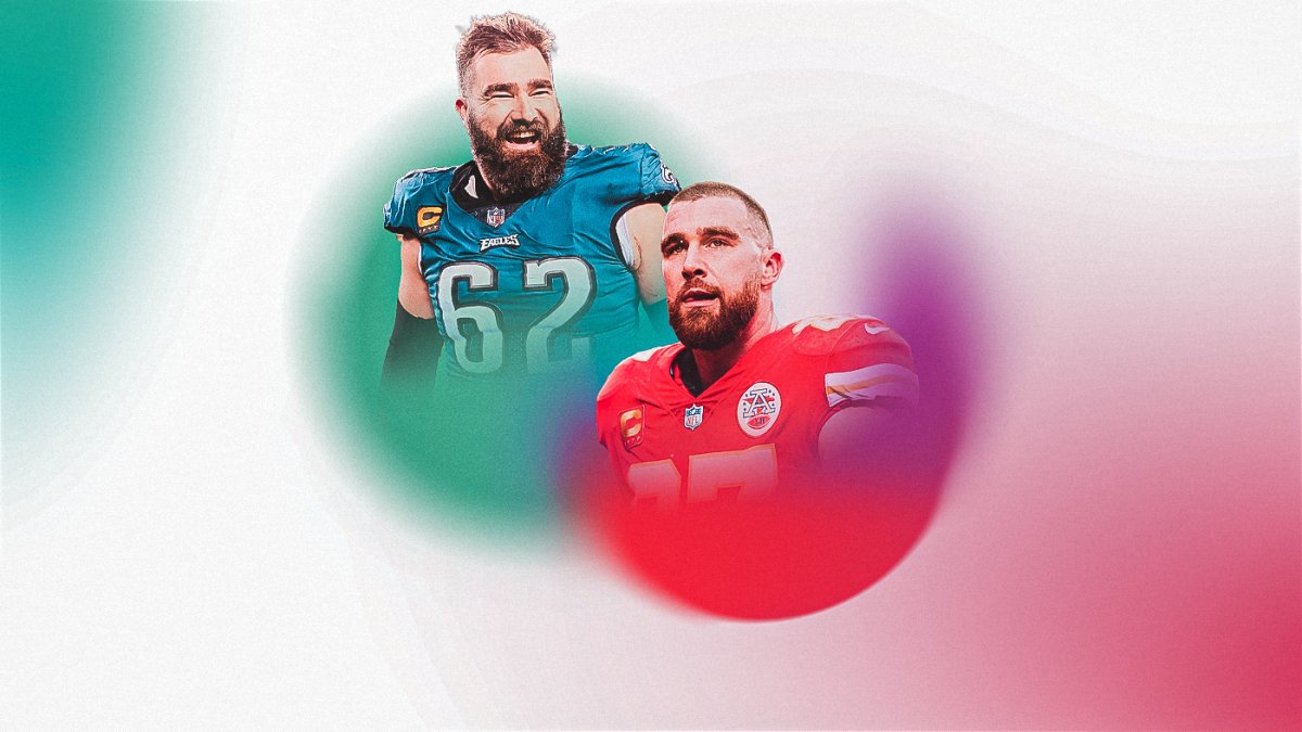JeffKerrCBS's tweet card. The Kelce brothers will face off Sunday when the Eagles battle the Chiefs on football's biggest stage