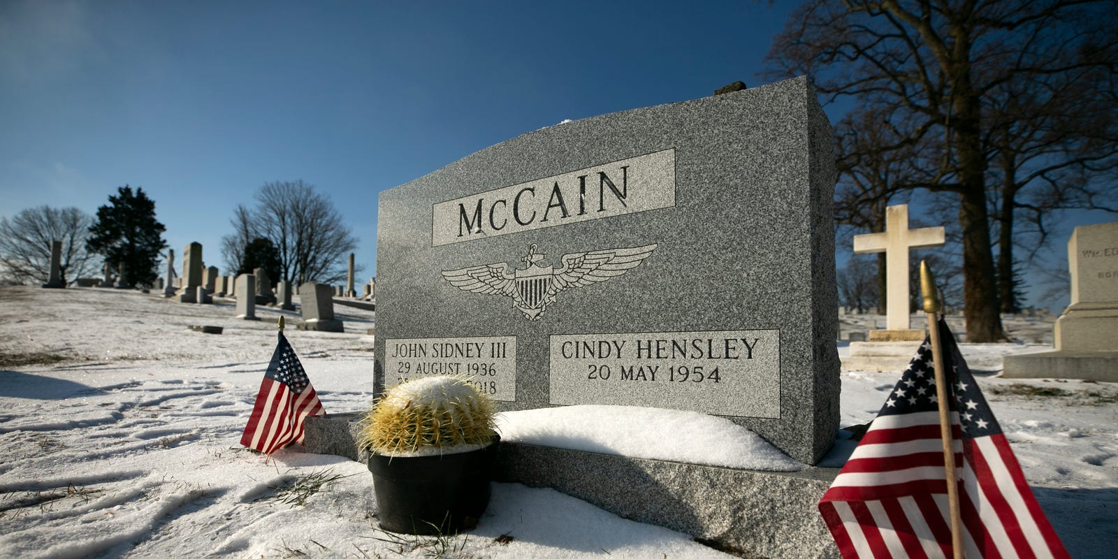 dannowicki's tweet card. Per his wishes, U.S. Sen. John McCain's final resting place is beside the grave of his longtime friend, Adm. Chuck Larson, in Annapolis, Maryland.