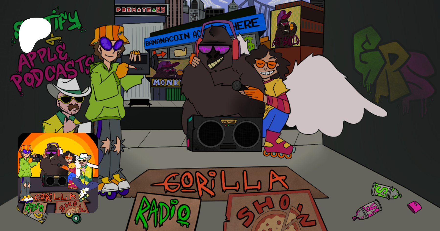 gorilla__radio's tweet card. creating a Podcast about Primates