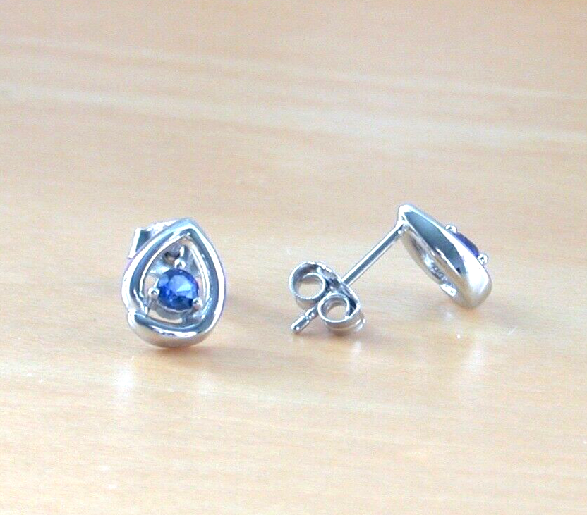 JoannaJewellery's tweet card. Sterling silver sapphire (lab created) gemstone teardrop earrings. These earrings measure 9mm height x 8mm width. The gemstones measure 2mm. Stamped 925. Sapphire is the birthstone for September.    ...