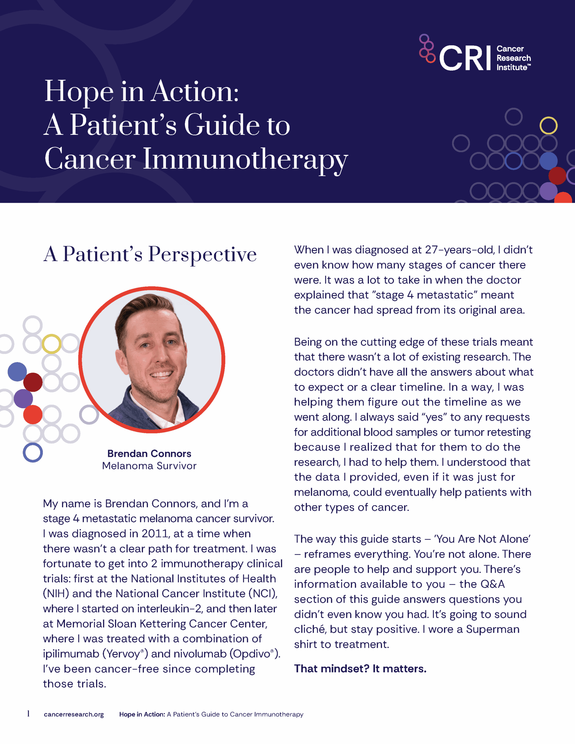 CancerResearch's tweet card. Hope in Action: A Patient’s Guide to Cancer Immunotherapy is a clear, compassionate resource designed for anyone impacted by cancer—patients, caregivers, and loved ones alike.