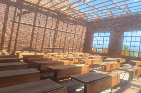 eNCA's tweet card. Several KwaZulu-Natal schools damaged by strong winds are still in the same condition.