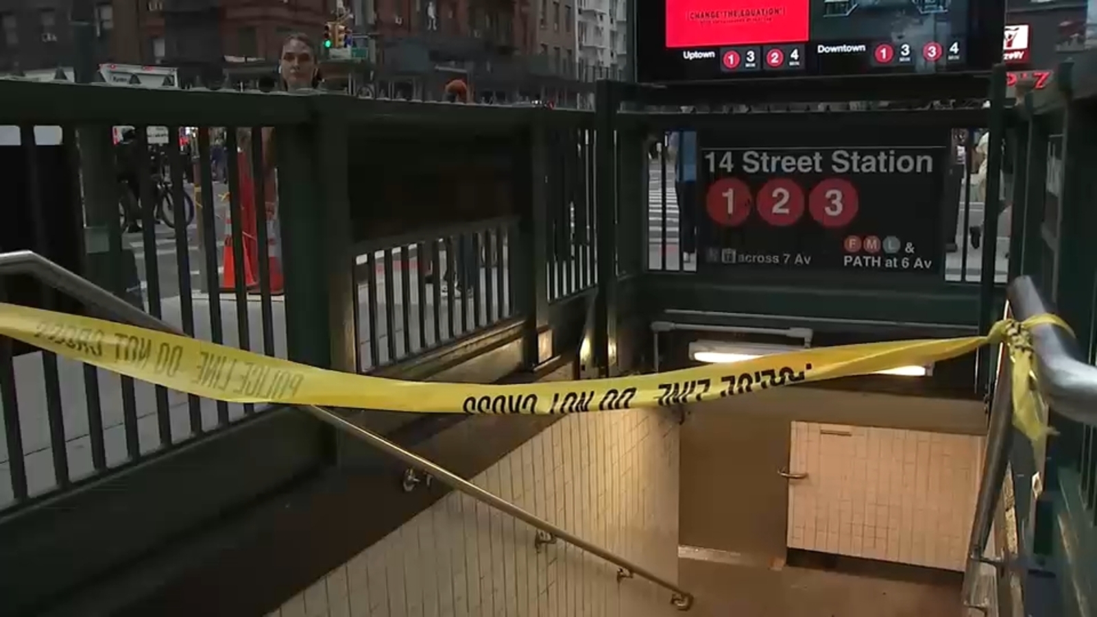 RezaC1's tweet card. Police say he was arguing with two other men inside the 14th Street station for the 1, 2 and 3 trains.