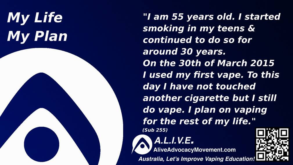ALIVEadvocacy's tweet card. I started smoking in my teens and continued for 30+yrs. On the 30th of March 2015 I filled my tank with nicotine e-liquid, took my first vape, and at this exact moment, put down my cigarettes & never...