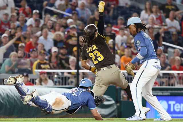 sdutKevinAcee's tweet card. Padres strand runners in some innings, go down quickly in others to set up rubber game Sunday