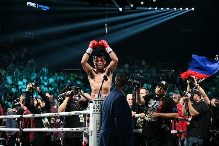 pugboxing's tweet card. Hall of Famer Manny Pacquiao and welterweight titleholder Mario Barrios fought to a majority draw in the MGM Grand Garden Arena in Las Vegas on Saturday night.