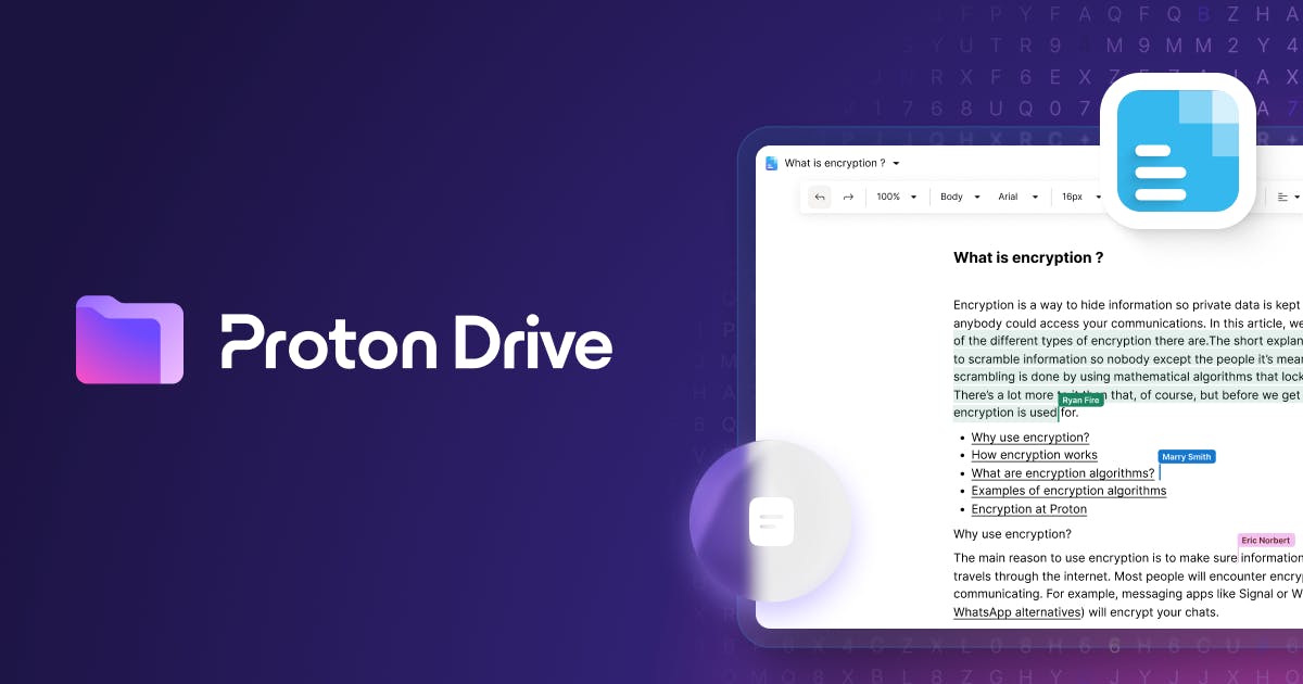 daniguardio_la's tweet card. Proton Docs is end-to-end encrypted so your work stays safe from data breaches, online surveillance, and can never be fed into privacy-invading AI models.