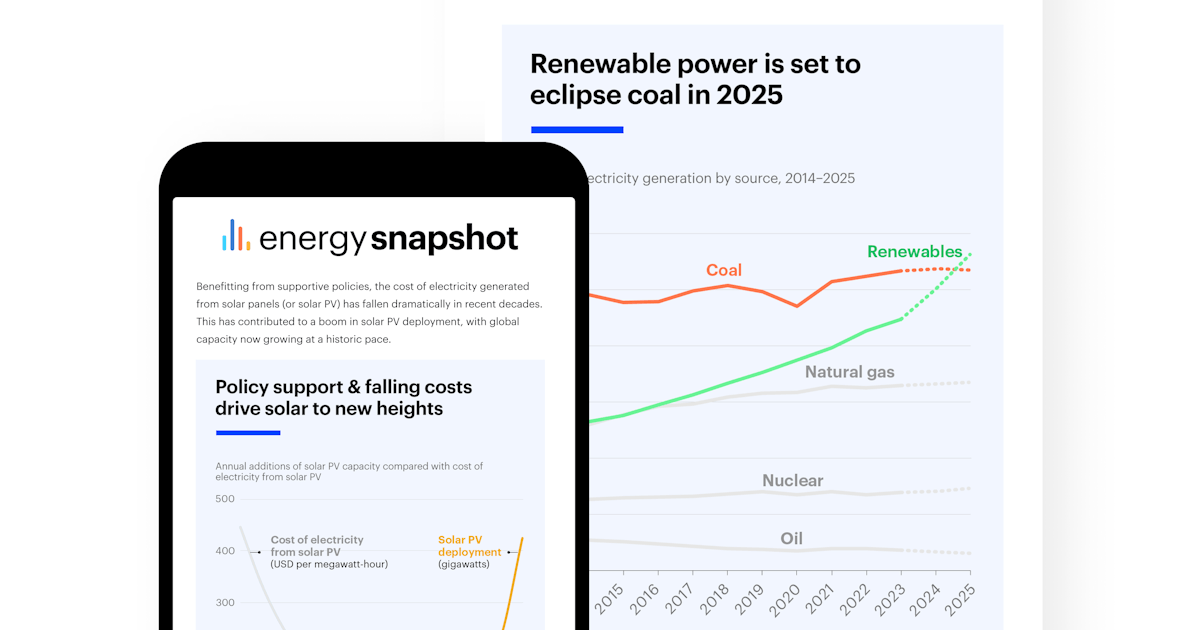 IEA's tweet card. Get updates on the IEA’s latest news, analysis, data and events delivered twice monthly.