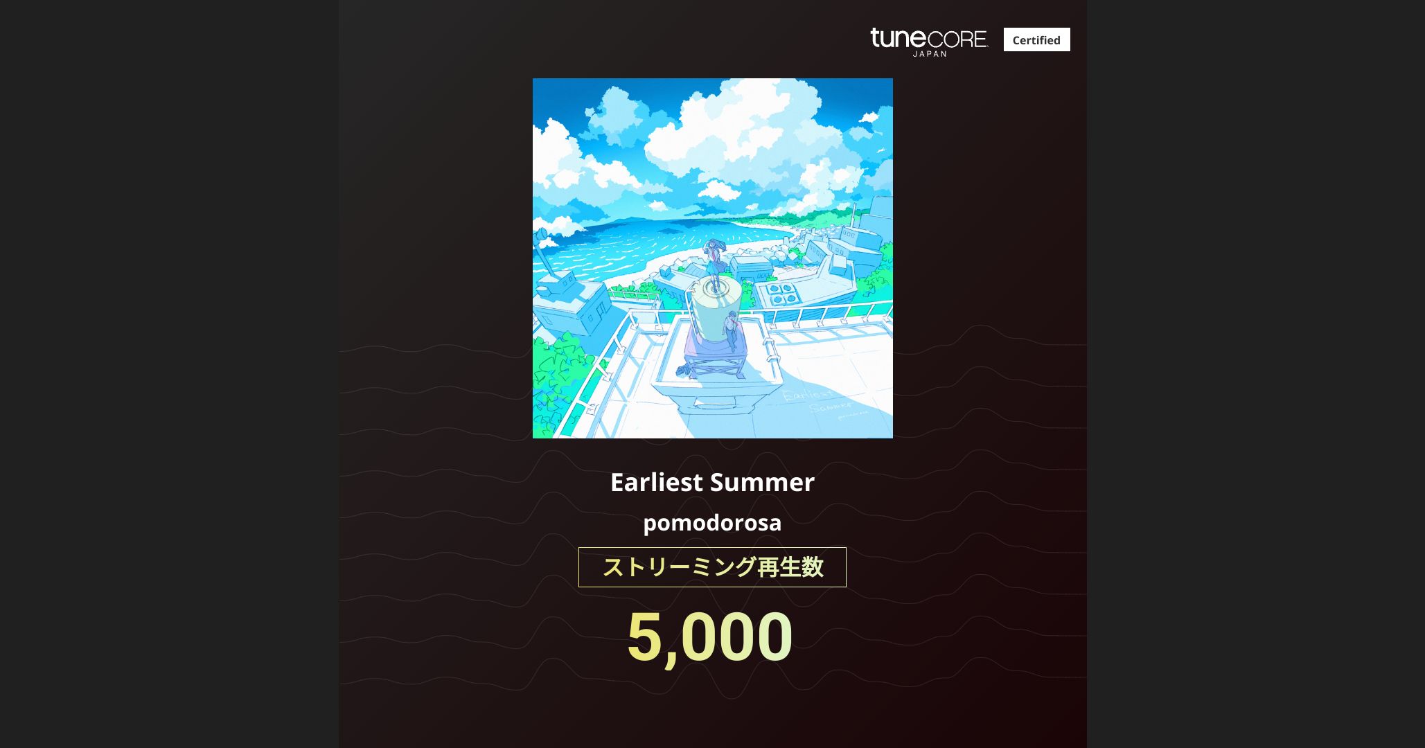 pomodorosa's tweet card. TuneCoreアーティストマイルストーンはTuneCore Japanから配信されている全配信ストアストリーミングにおける累計再生回数です。
