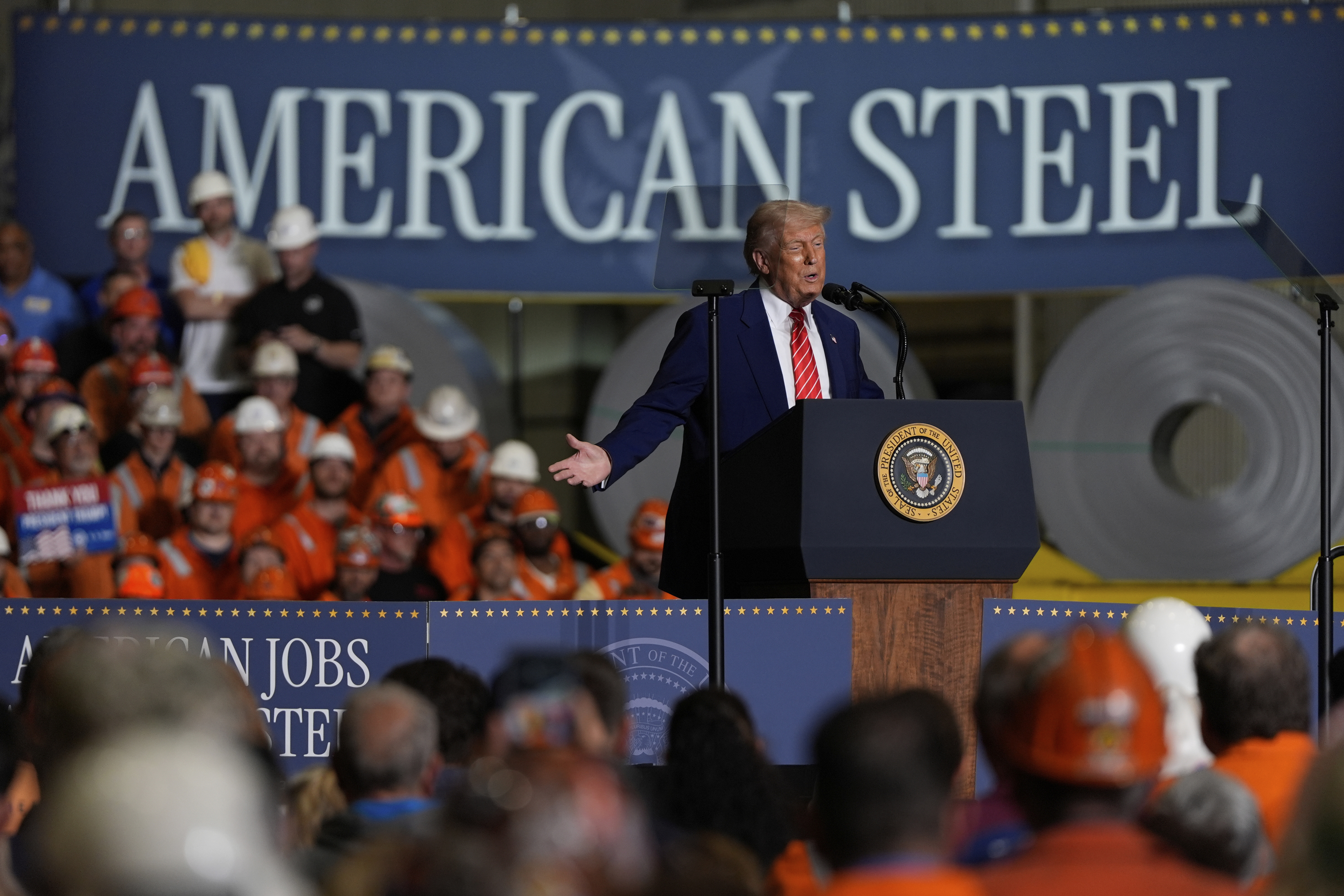 ChadBown's tweet card. The president spoke in Pennsylvania Friday evening at a U.S. Steel facility.