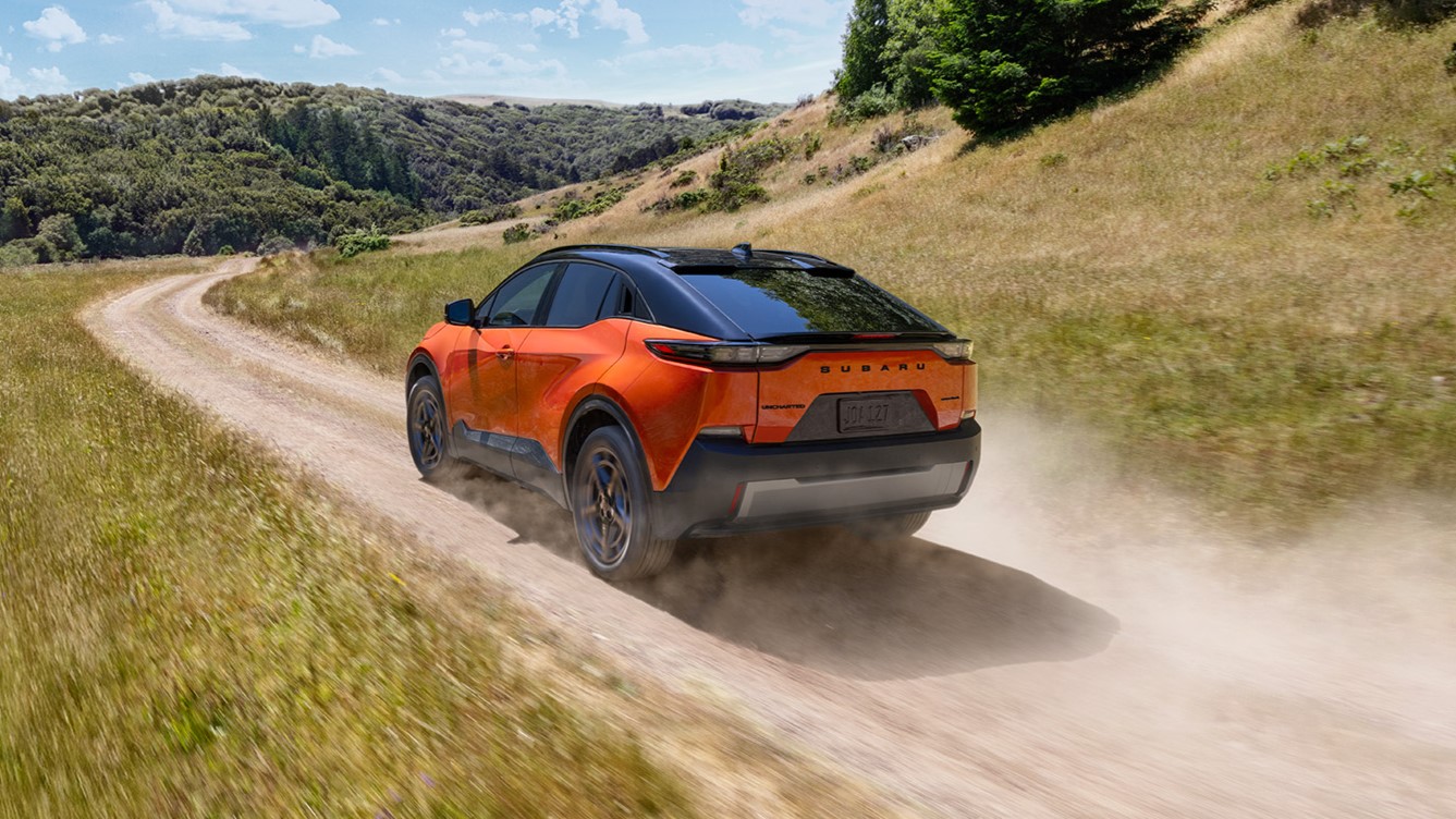 EVChargStations's tweet card. Subaru has announced its third all-electric model, the 2026 Subaru Uncharted. It's a small, sporty CUV and a direct cousin of the 2026 Toyota C-HR.