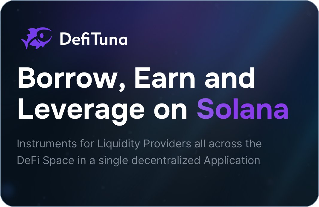 DeFiTuna's tweet card. Instruments for Liquidity Providers all across the DeFi Space in a single decentralized Application.