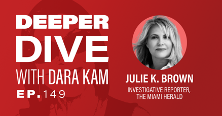TheDaraKam's tweet card. Episode 149: Julie K. Brown Digs into the Epstein Files