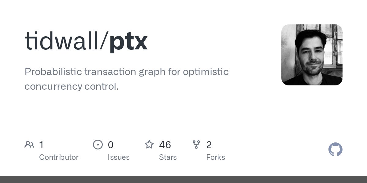 tidwall's tweet card. Probabilistic transaction graph for optimistic concurrency control. - tidwall/ptx