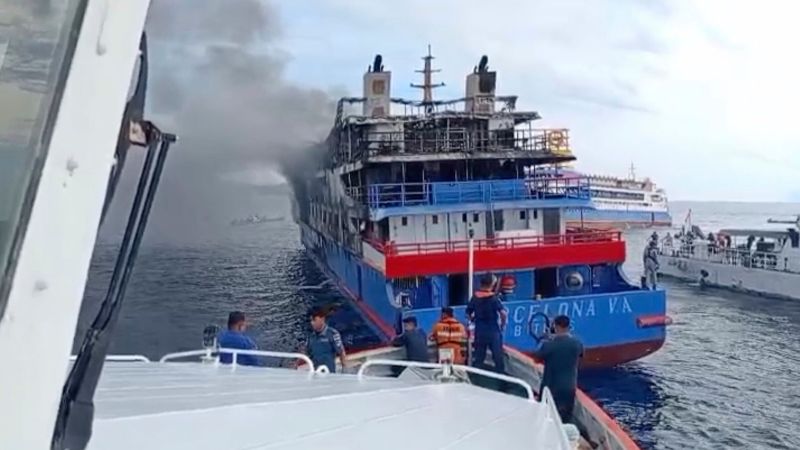 cnnasiapr's tweet card. A passenger ferry carrying hundreds of people caught fire at sea on Sunday off Sulawesi island in Indonesia, killing at least five people, officials said. More than 280 people were rescued and...
