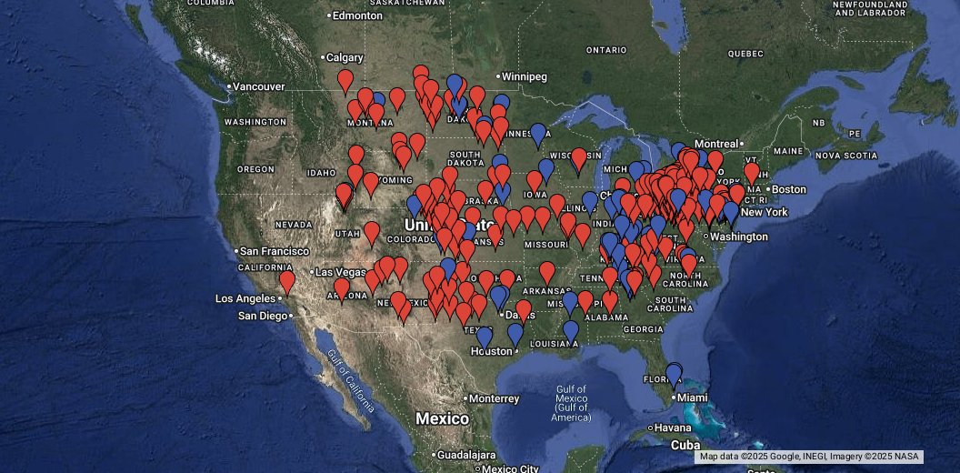 Sykotyk's tweet card. The location of every High School Football game I've attended. (As of 2024 Season)