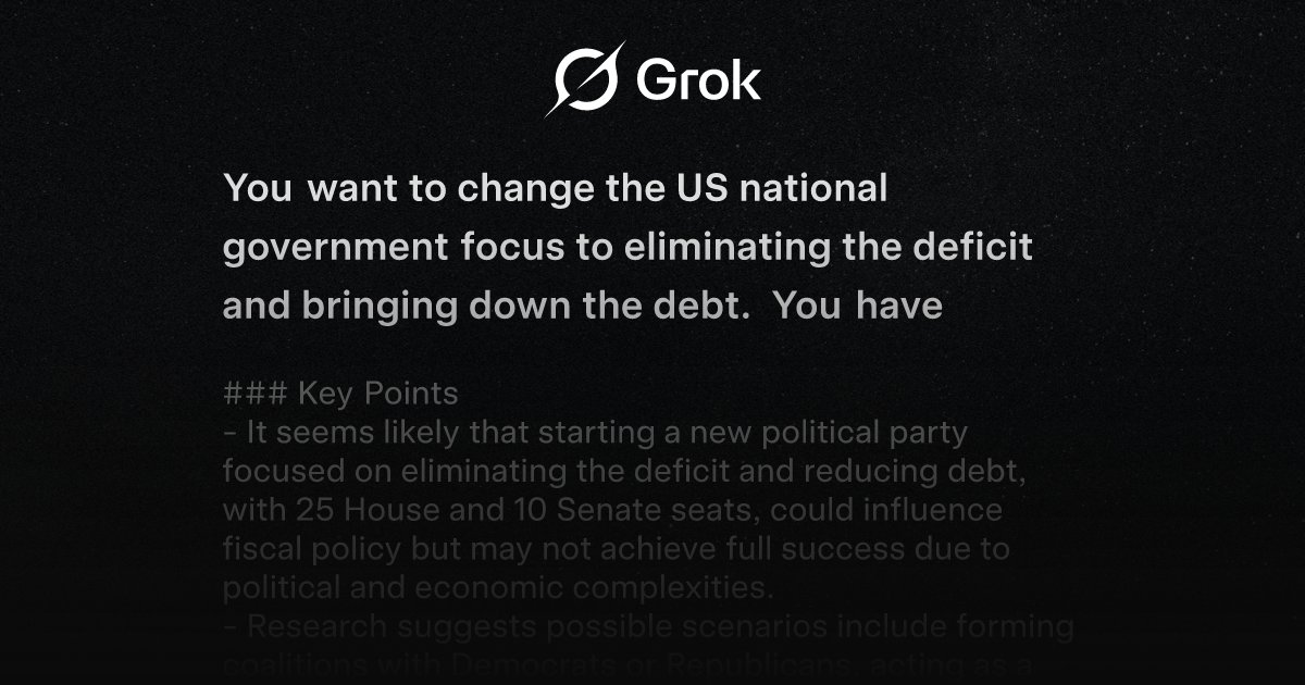 ThatGuyMarkRyan's tweet card. You want to change the US national government focus to eliminating the deficit and bringing down the