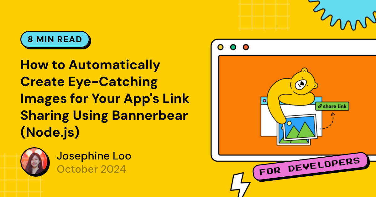 bannerbearHQ's tweet card. Want to make your app’s link sharing stand out? Learn how to use Bannerbear to automatically create eye-catching images that boost click-through rates! This tutorial walks you through building a...
