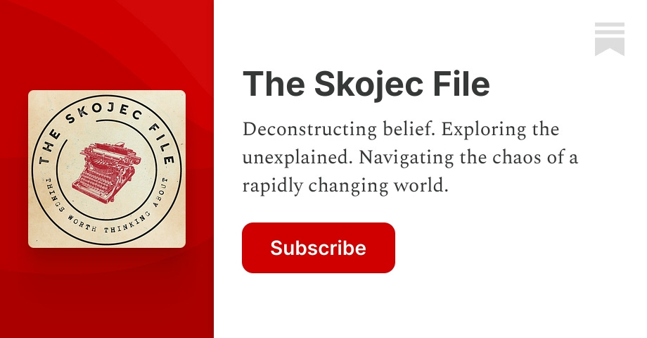 SteveSkojec's tweet card. Deconstructing belief. Exploring the unexplained. Navigating the chaos of a rapidly changing world. Click to read The Skojec File, by Steve Skojec, a Substack publication with thousands of subscrib...