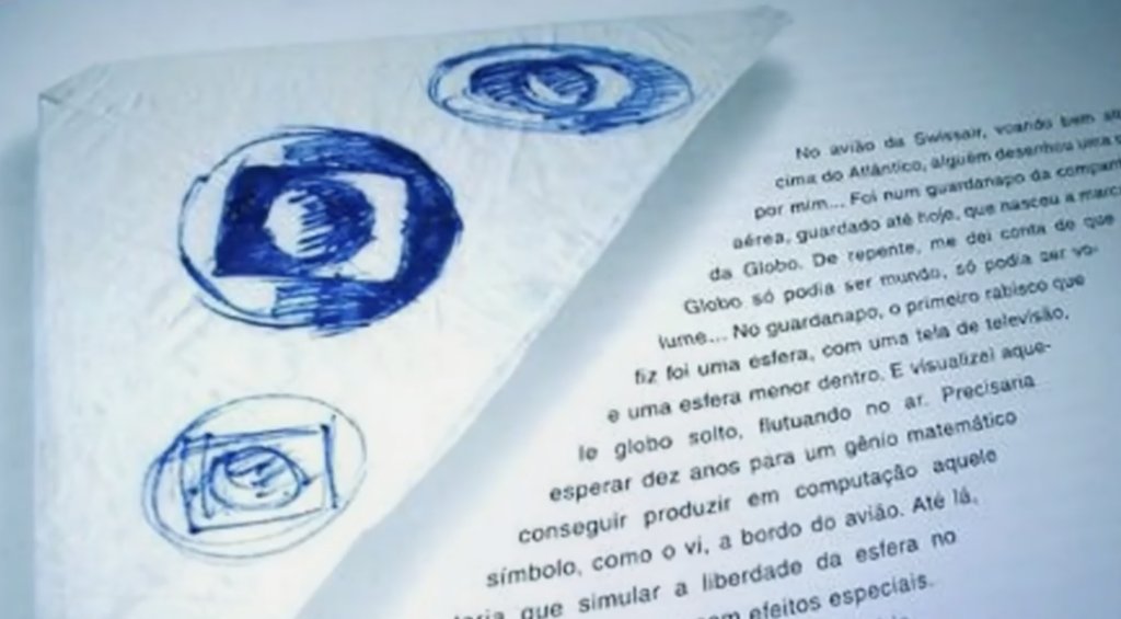 blogteleguiado's tweet card. O logo clássico da Globo comemora 50 anos em 2025. Em entrevista ao The Noite, o designer Hans Donner explicou como um desenho rabiscado no guardanapo da