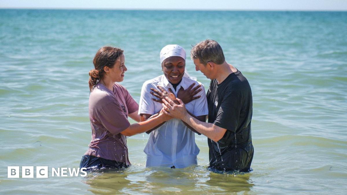 letocq's tweet card. Congregations from five churches across Bournemouth celebrate their faith with a public baptism.