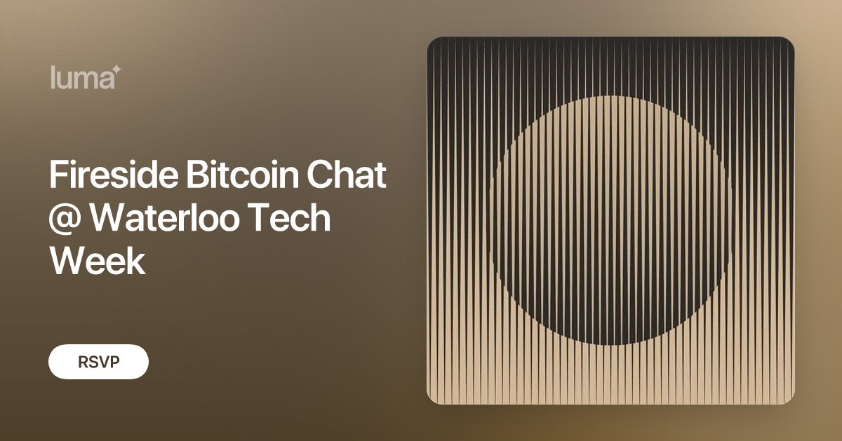 matthewvuk2's tweet card. Waterloo Bitcoin Community event hosted at Waterloo Tech Week. Join us for a fireside chat with UW graduate Matt Black (CTO of Atomic Finance). We will be…