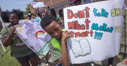 ChildDefender's tweet card. Young students from the Nia Cultural Center’s Freedom School stepped out in support of public education Wednesday during a National Day of Social Action program at Wright Cuney Recreation Center