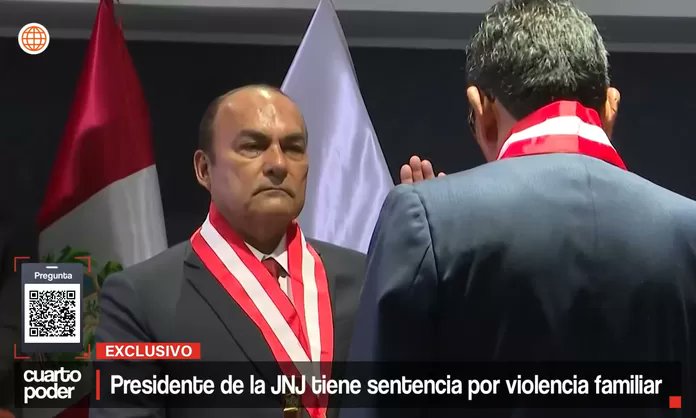Cuarto_Poder's tweet card. La sentencia por violencia familiar contra Gino Ríos no fue considerada durante su evaluación