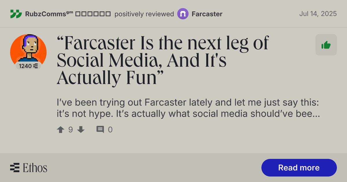 rlacumba's tweet card. "Farcaster Is the next leg of Social Media, And It's Actually Fun"